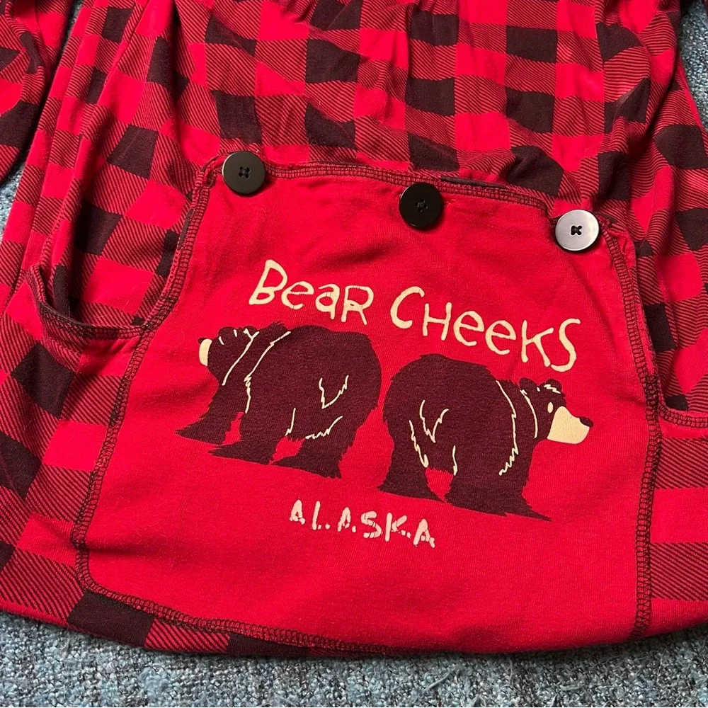 Lazy One Adult Medium Buffalo Plaid One Piece Pajama Flap Jacks in Red Black